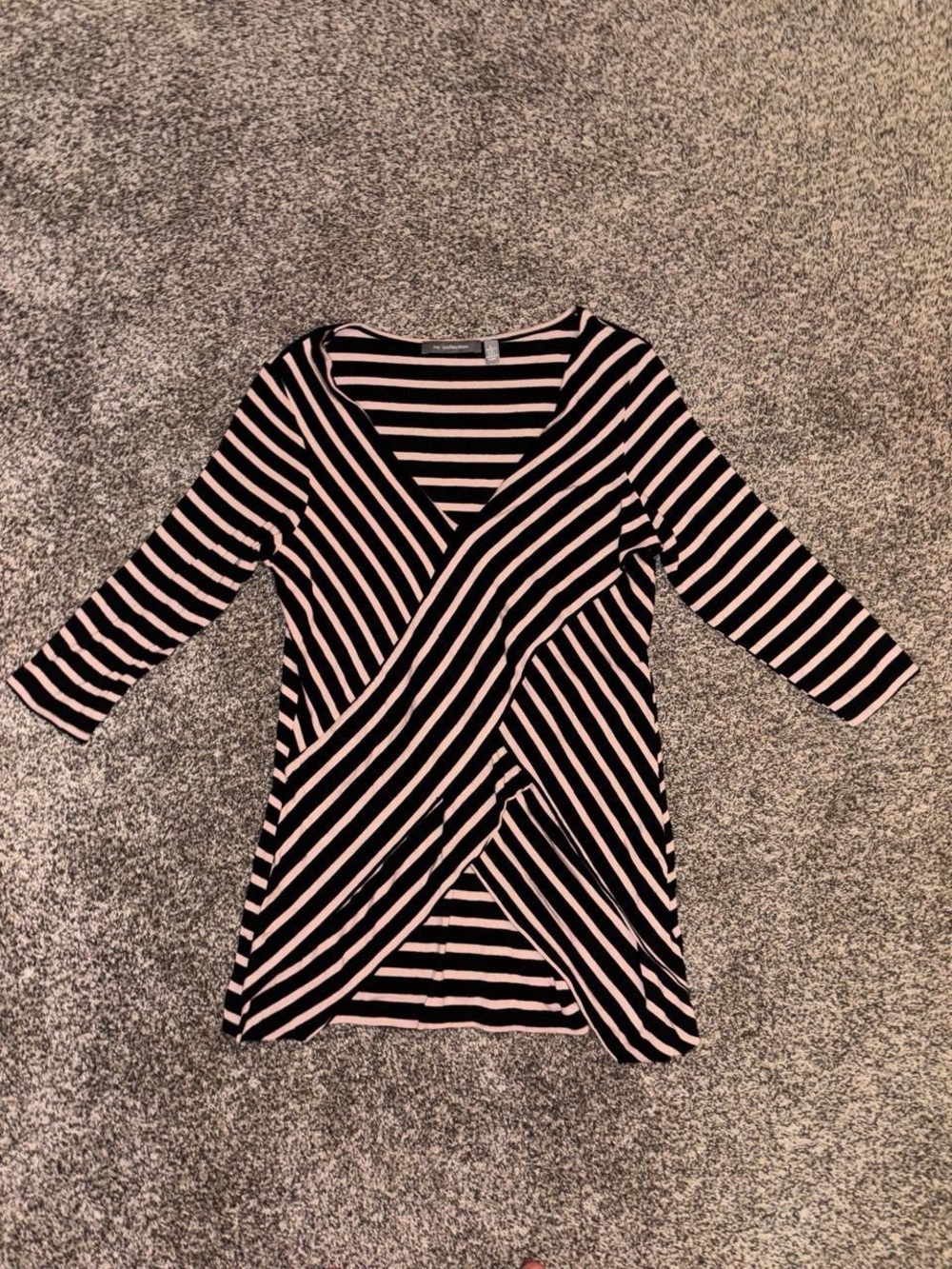 Y2K pink and black long sleeve striped v neck shirt
